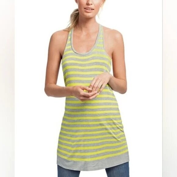CABI Sideline Tank Top Grey & Yellow Sz S #843 EUC - Picture 1 of 5